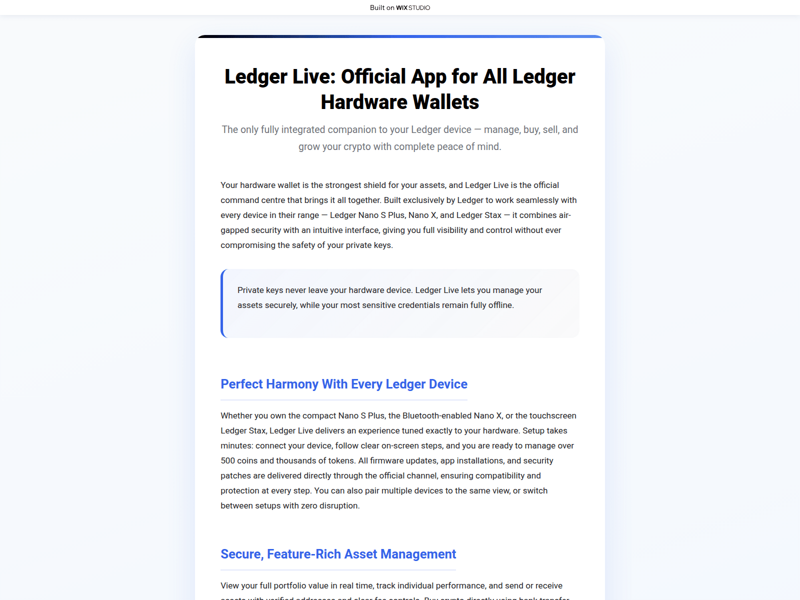Screenshot of webapp-ledgrelive.wixstudio.com