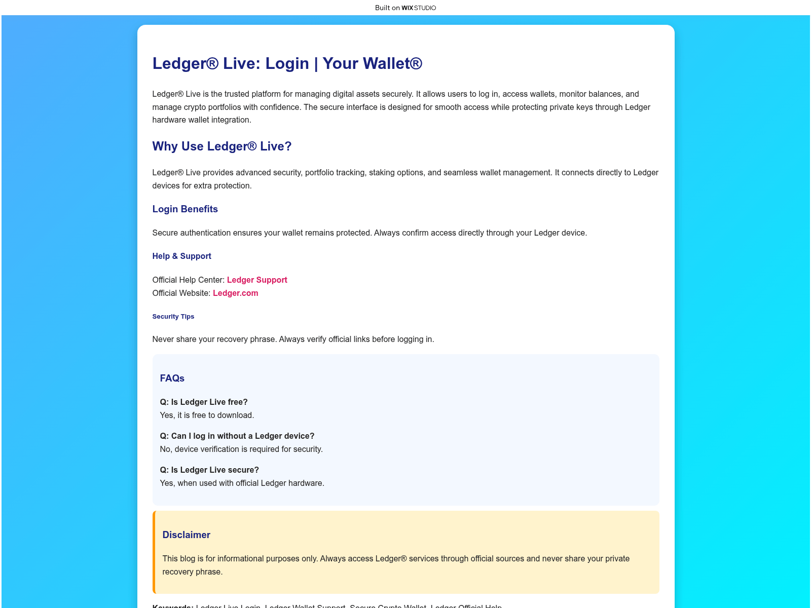 Screenshot of official-ledgrslearn.wixstudio.com