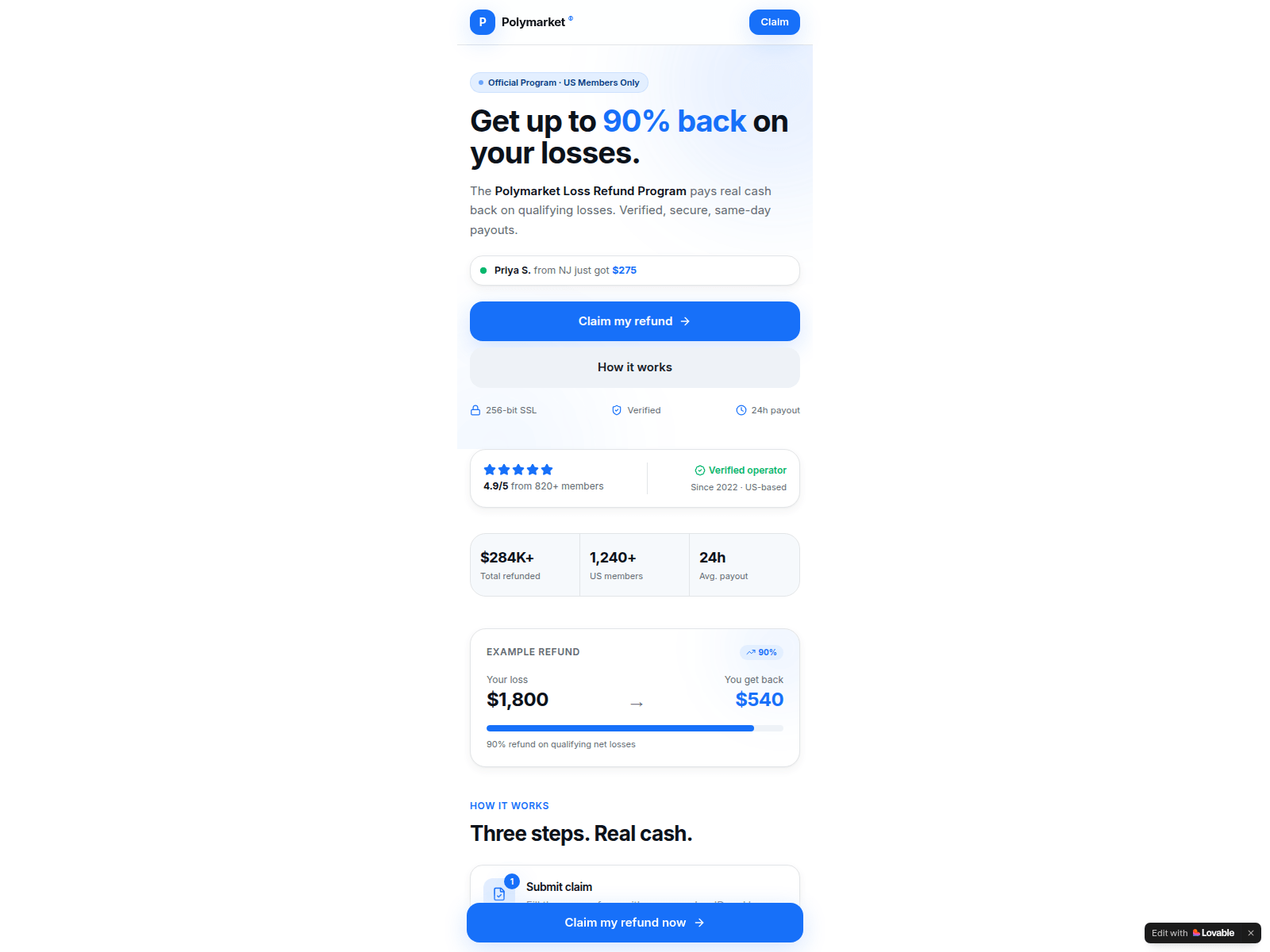 Screenshot of polymarkat.lovable.app