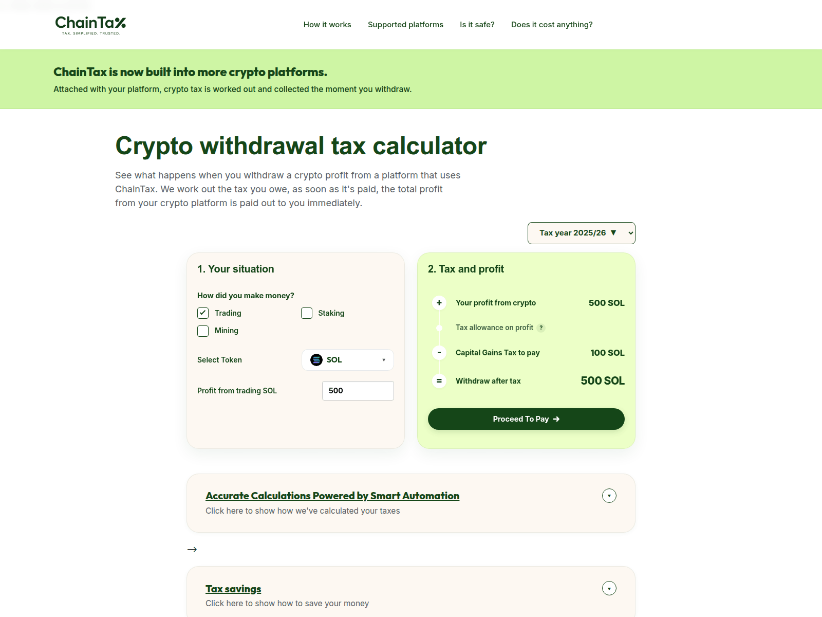 Screenshot of chaintax.org