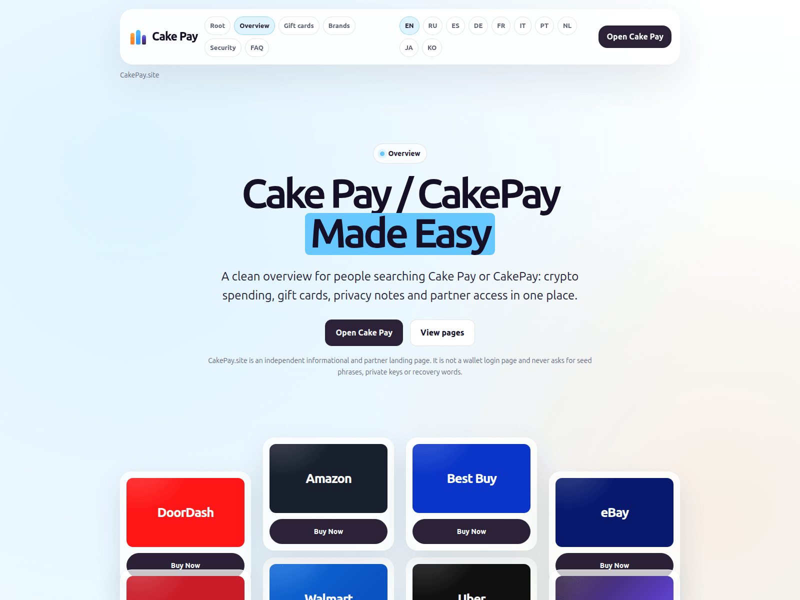 Screenshot of cakepay.site