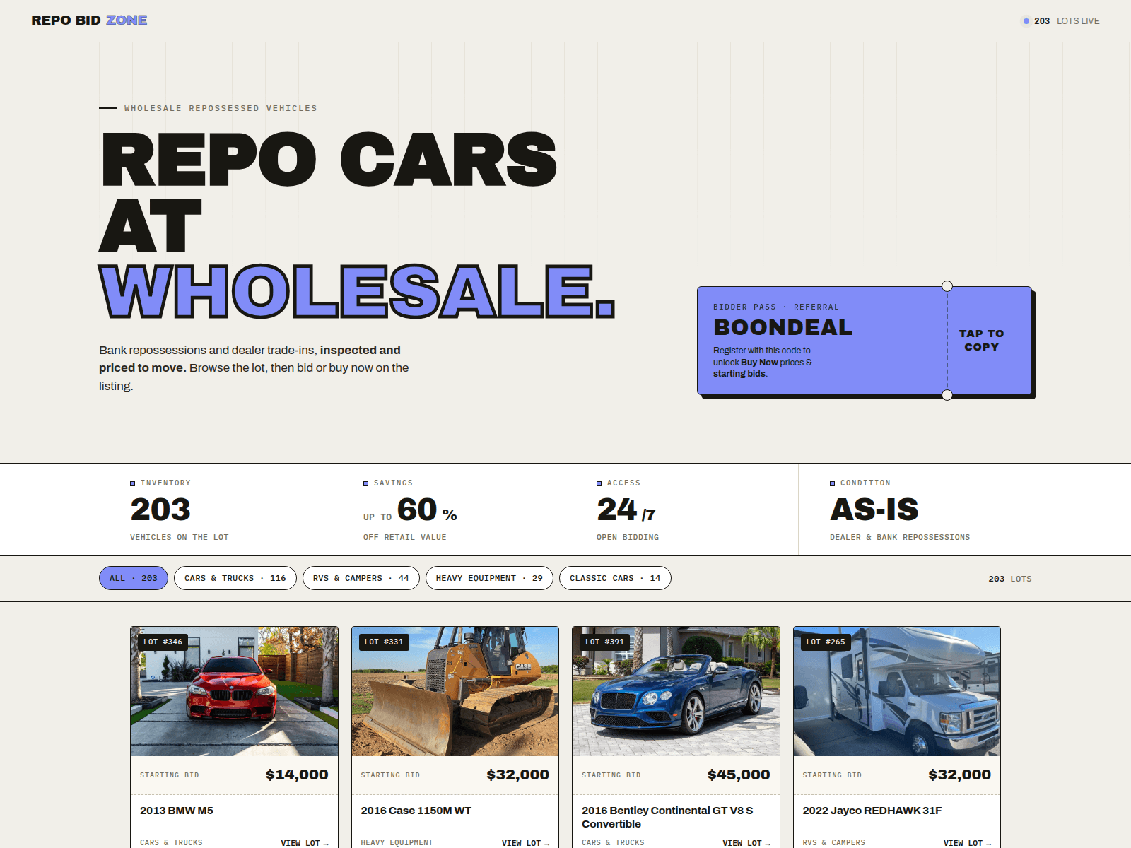 Screenshot of repobidzone.com