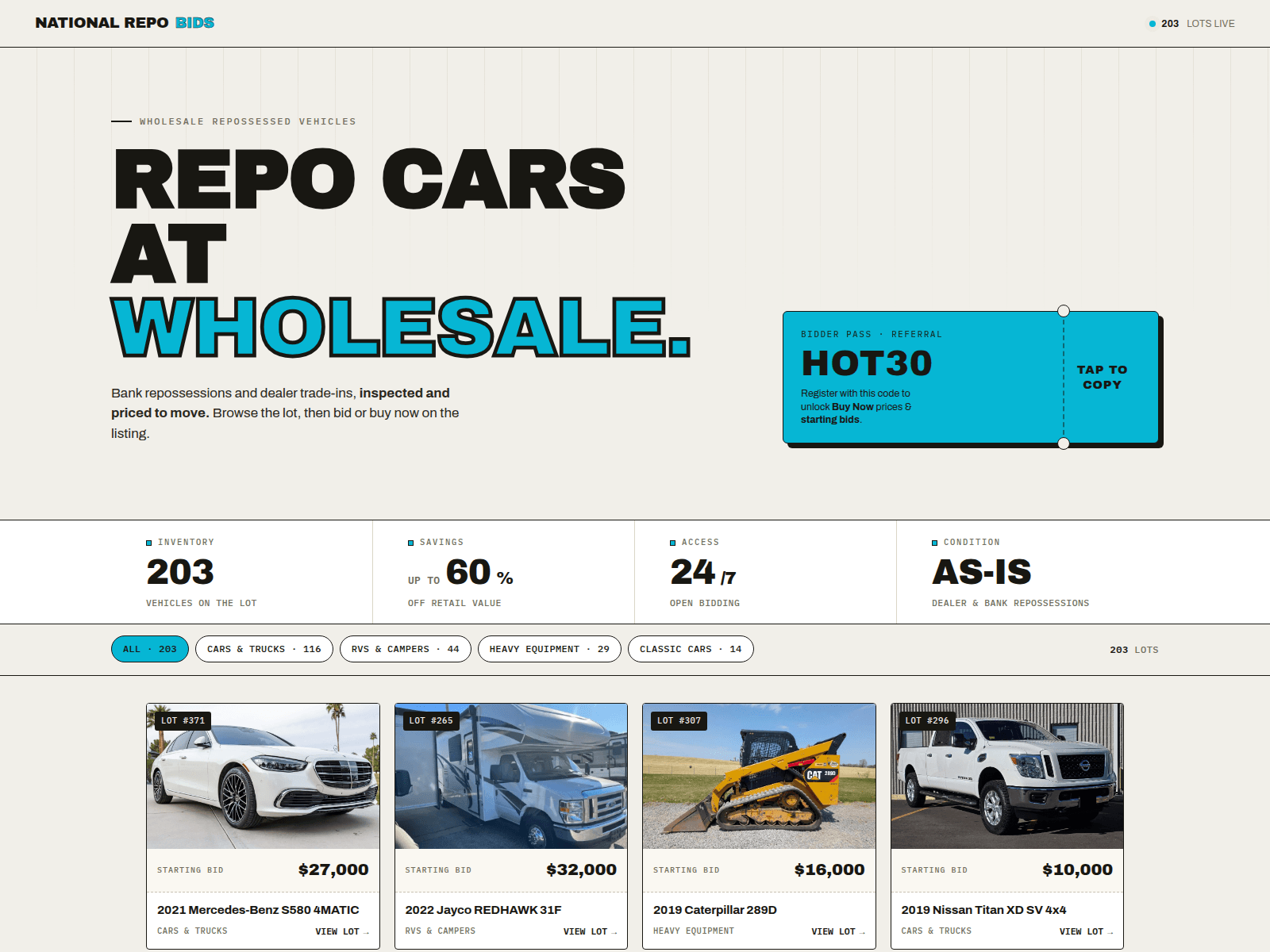 Screenshot of nationalrepobids.com