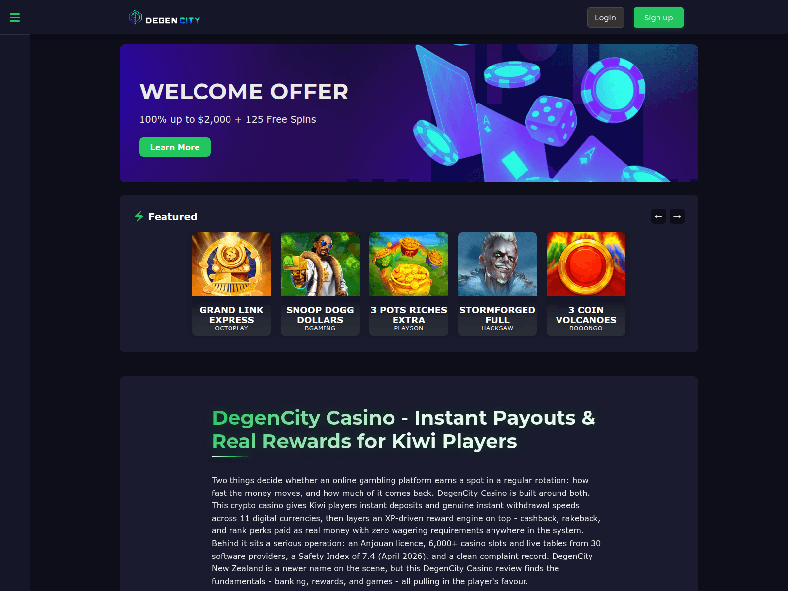 Screenshot of degencity-online-nz.net