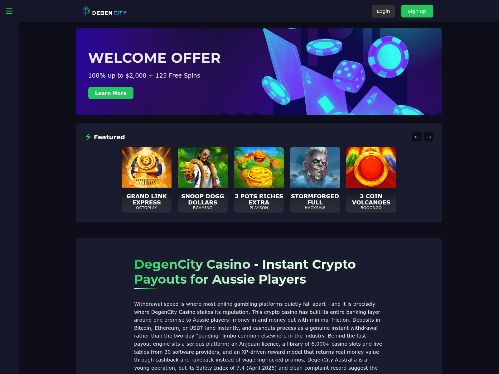 Screenshot of degencity-online.net