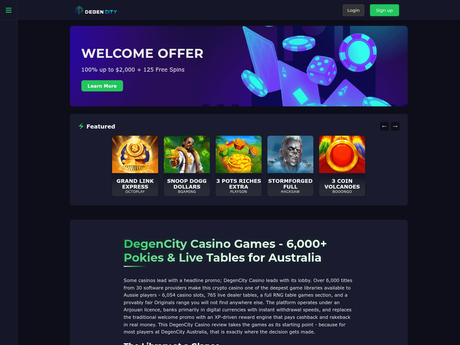 Screenshot of degencity-casino-australia.net
