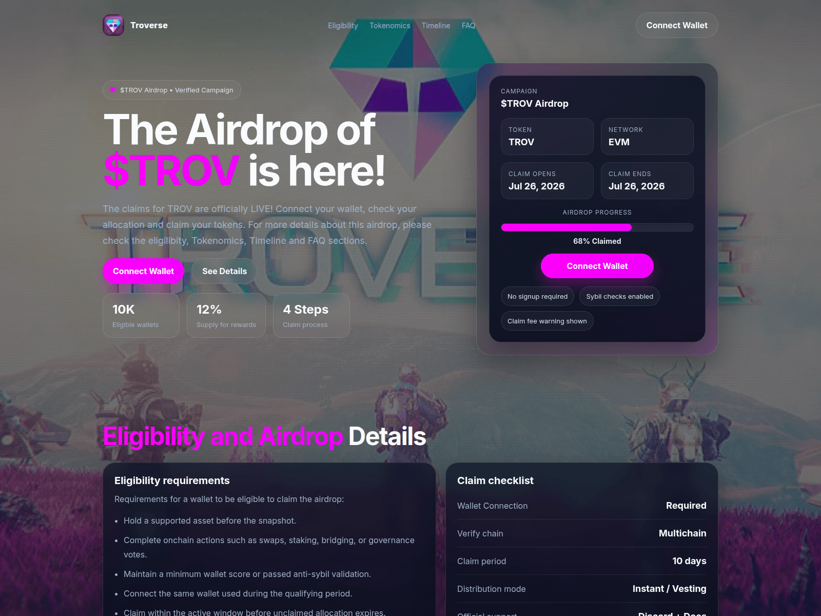 Screenshot of playtroverse.xyz