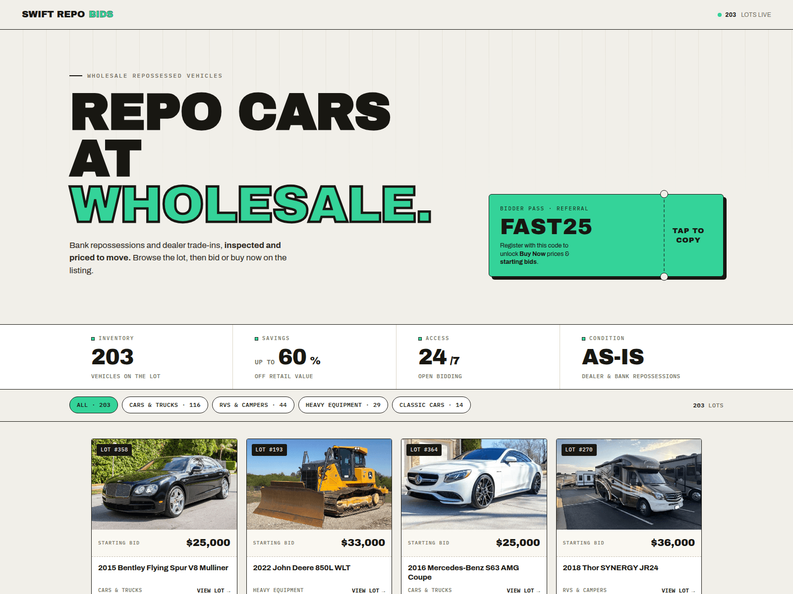 Screenshot of swiftrepobids.com