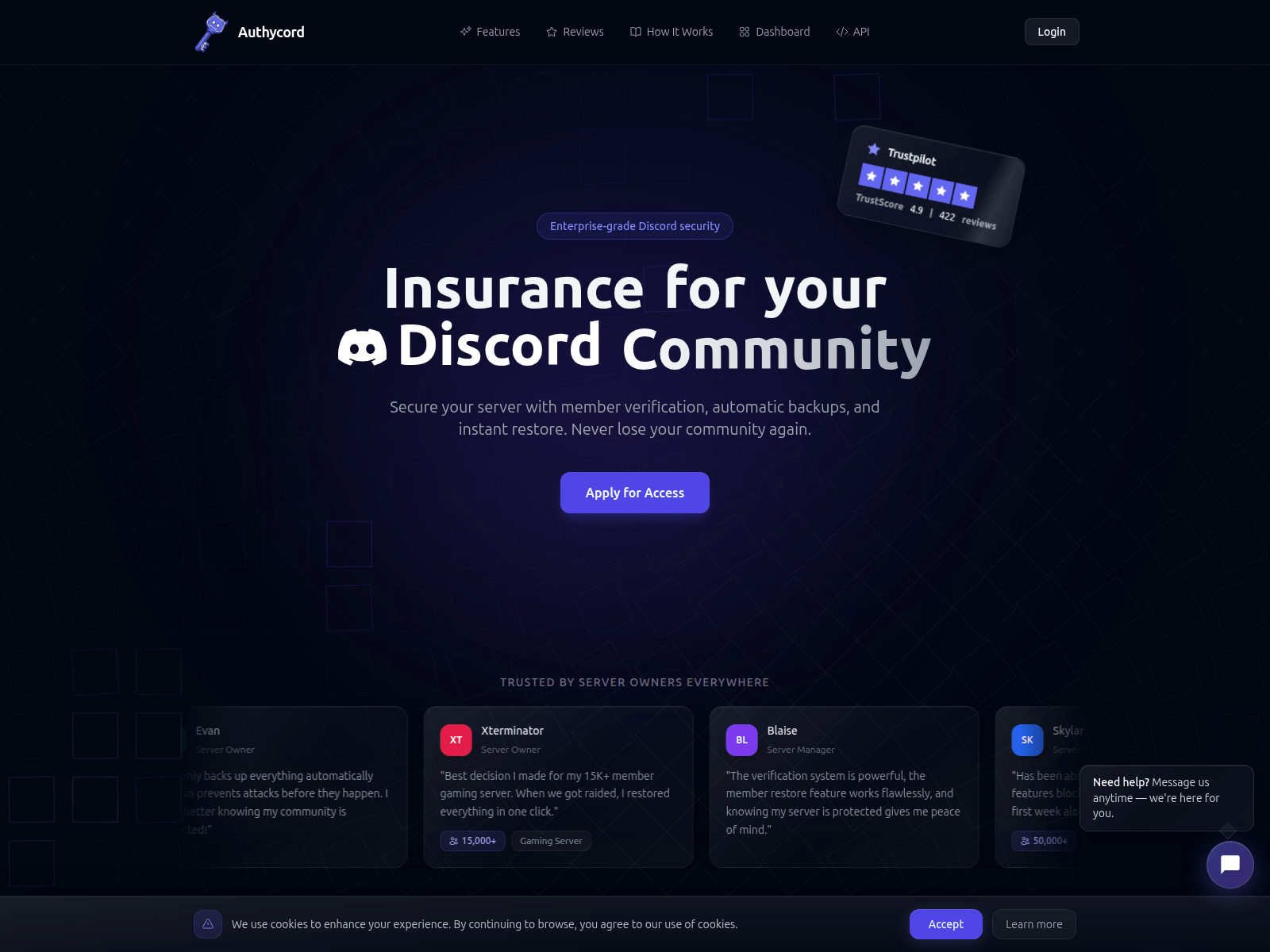 Screenshot of authycord.com