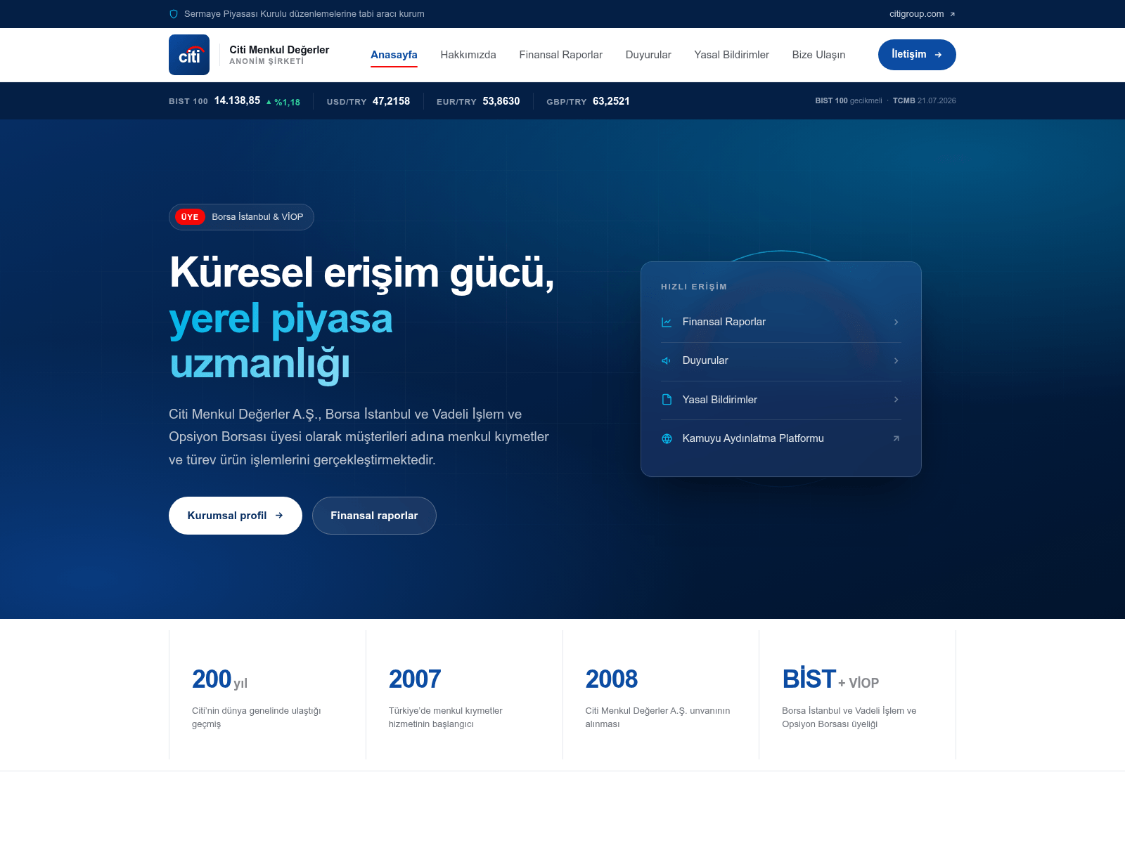 Screenshot of citimenkuldegerlertr.com