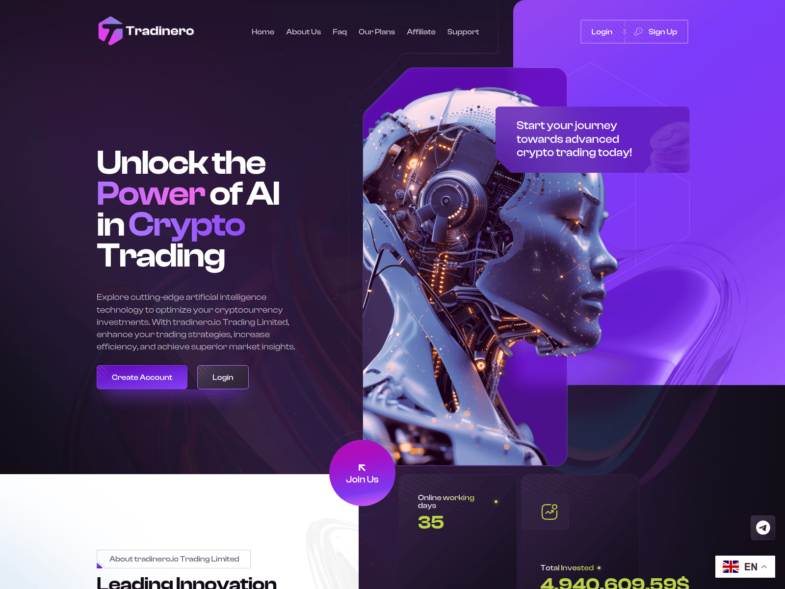 Screenshot of tradinero.io