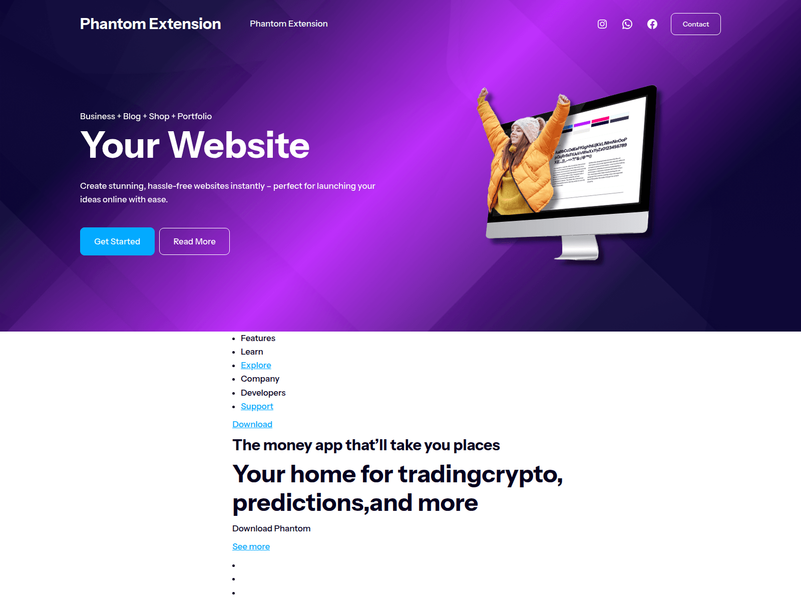 Screenshot of phantomextension.us