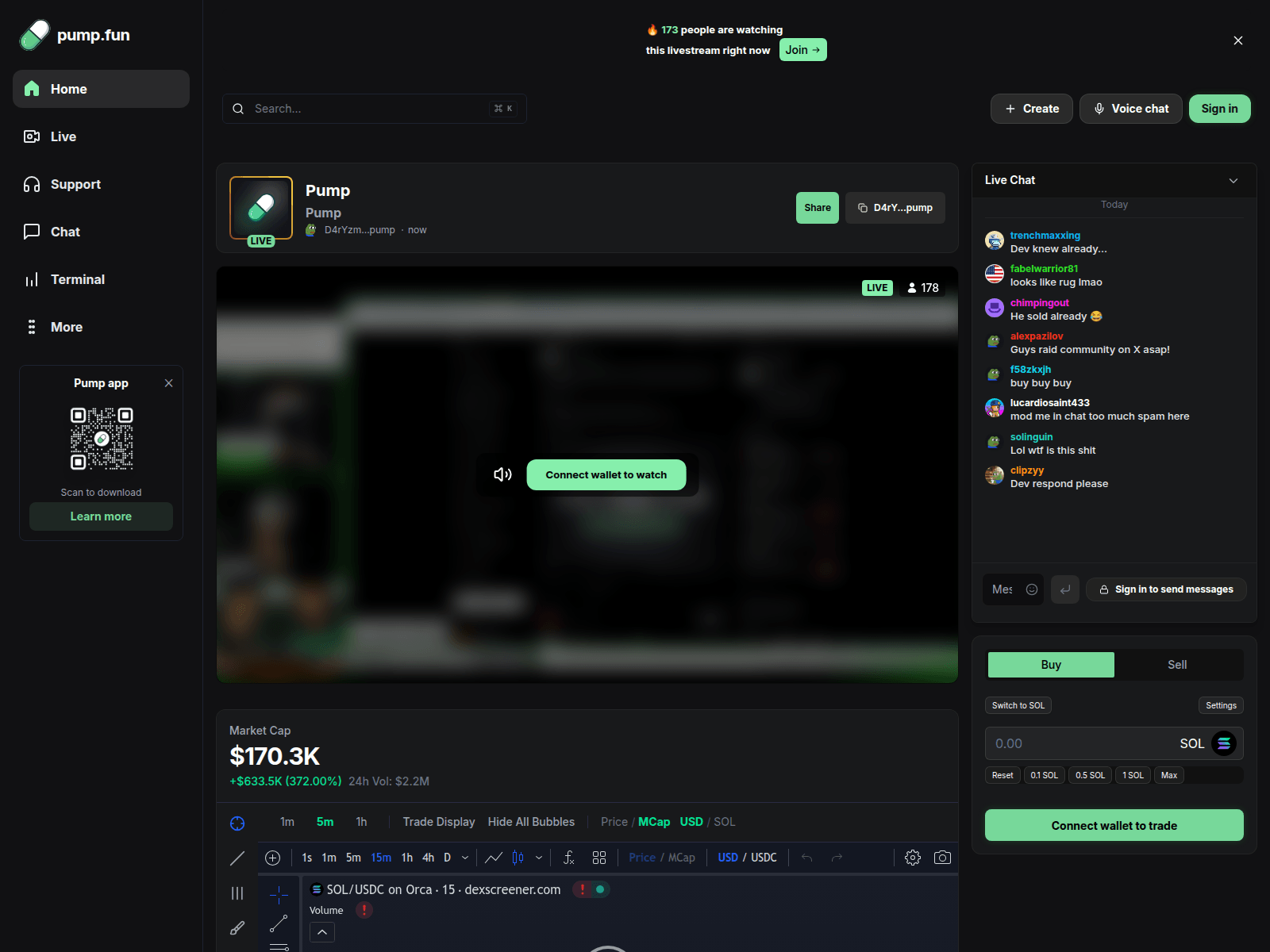 Screenshot of pumpstream-solmap.live
