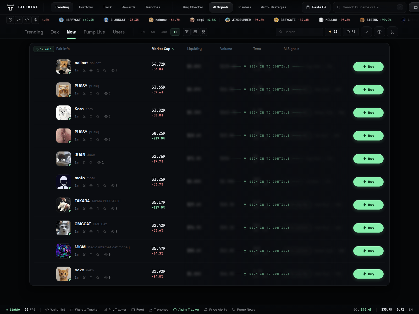 Screenshot of talentre.trade