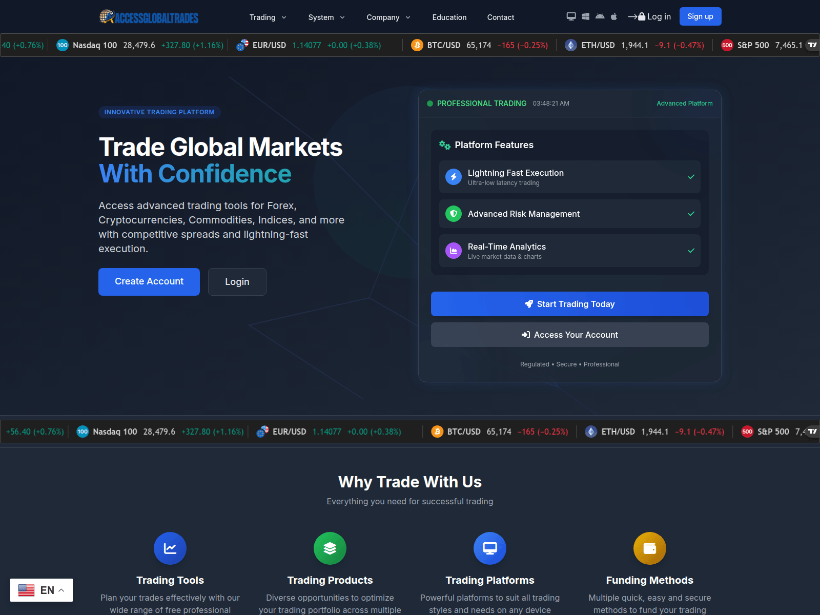 Screenshot of accessglobaltrades.com