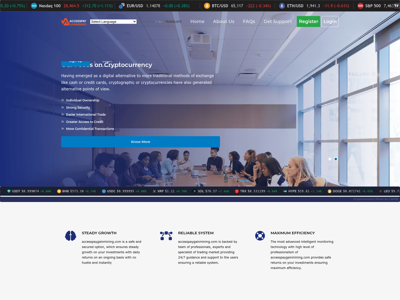 Screenshot of accesspaygainmining.com