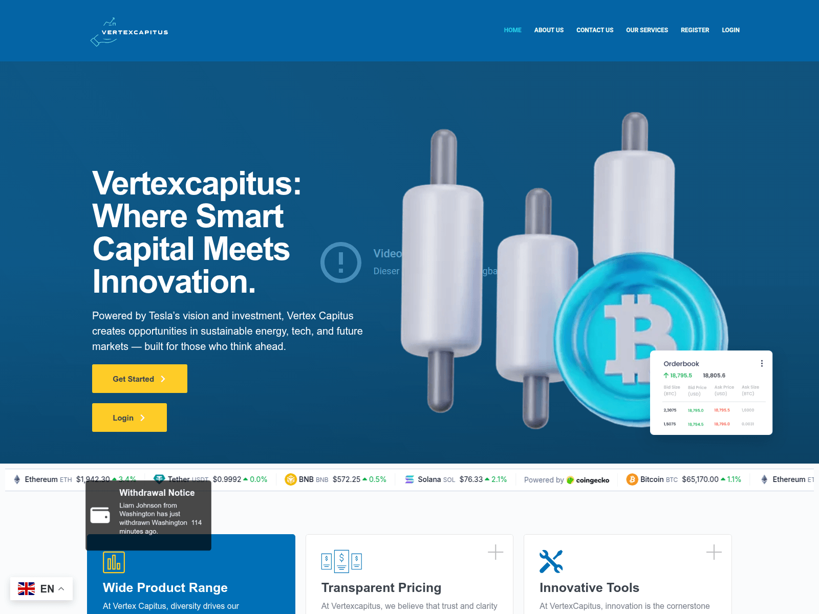 Screenshot of app.vertexcapituspro.com