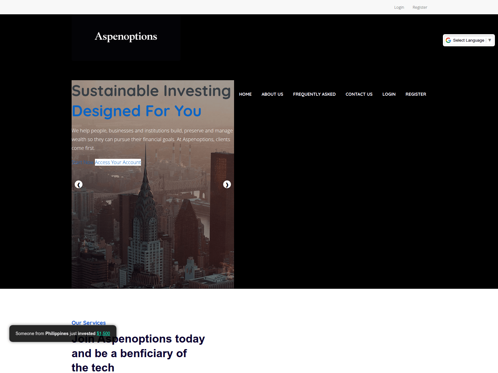 Screenshot of aspenoptions.org