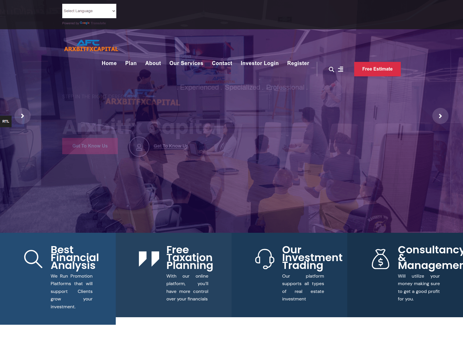 Screenshot of arxbitfxcapital.com