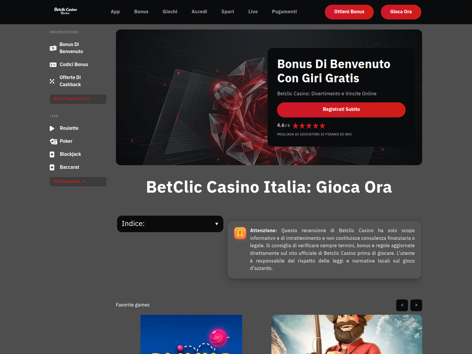 Screenshot of betcliccasinoitalia.com