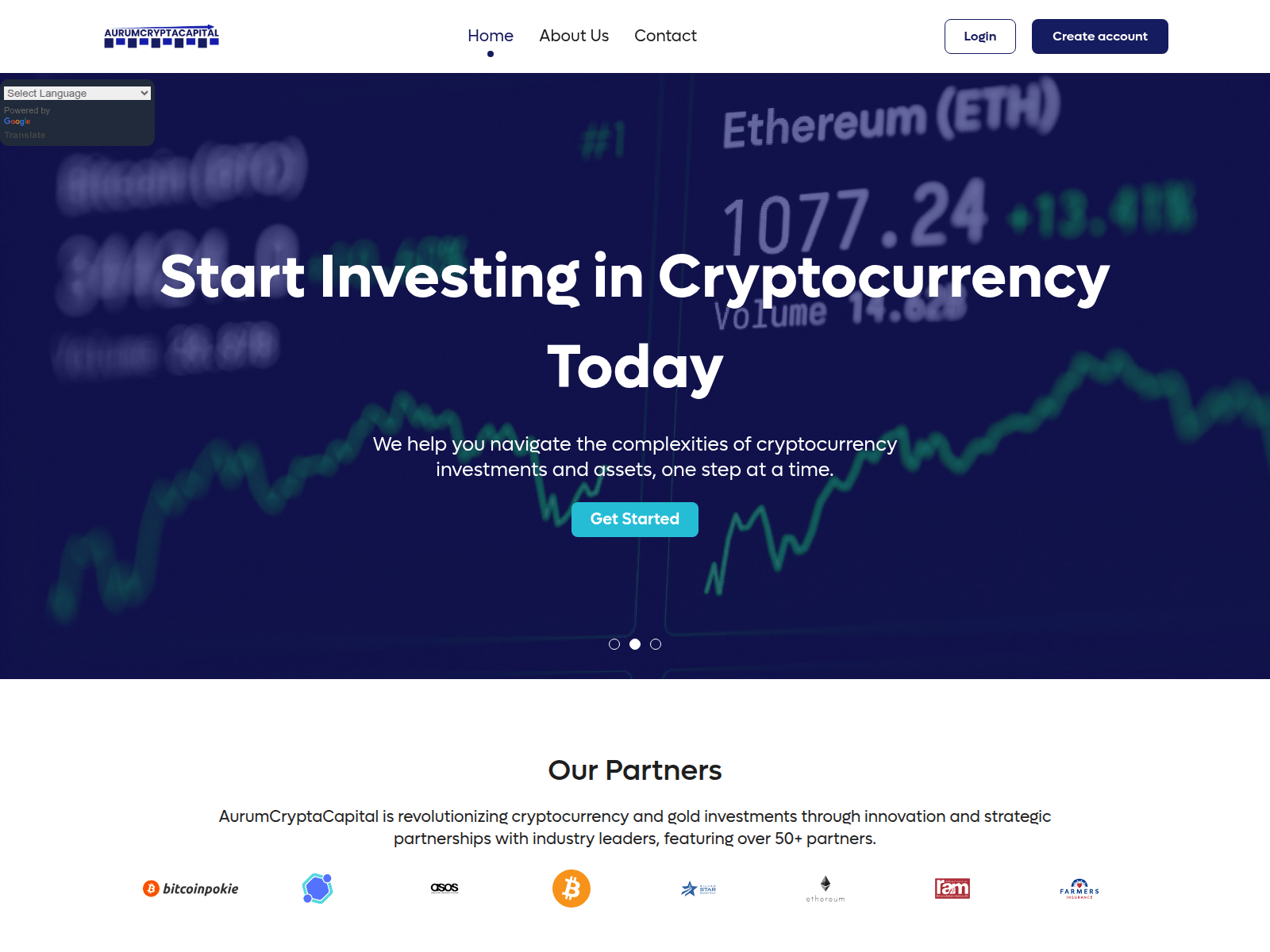Screenshot of aurumcryptacapital.com