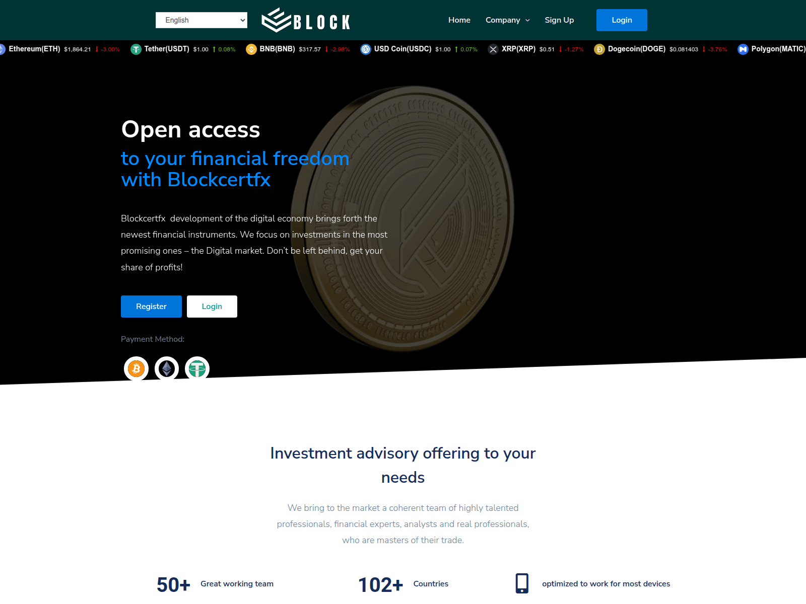 Screenshot of blockcertfx.com