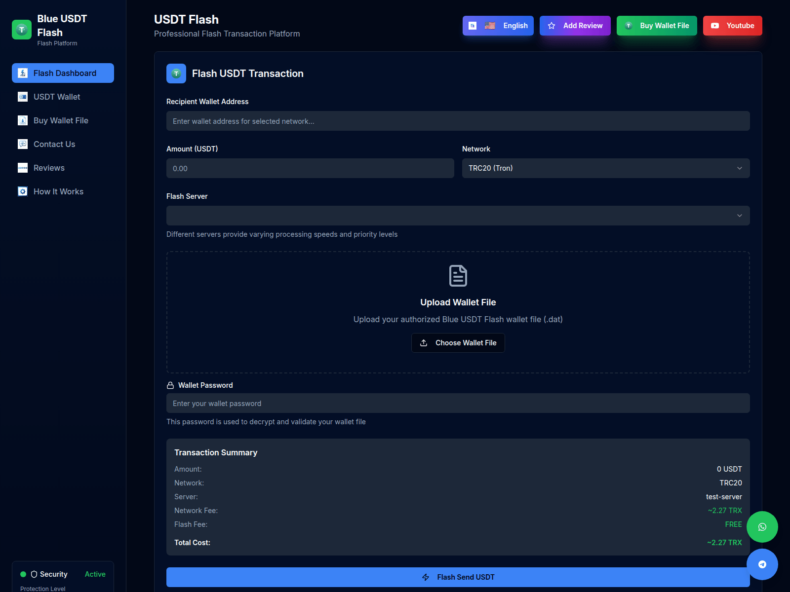 Screenshot of blueusdtflash.com