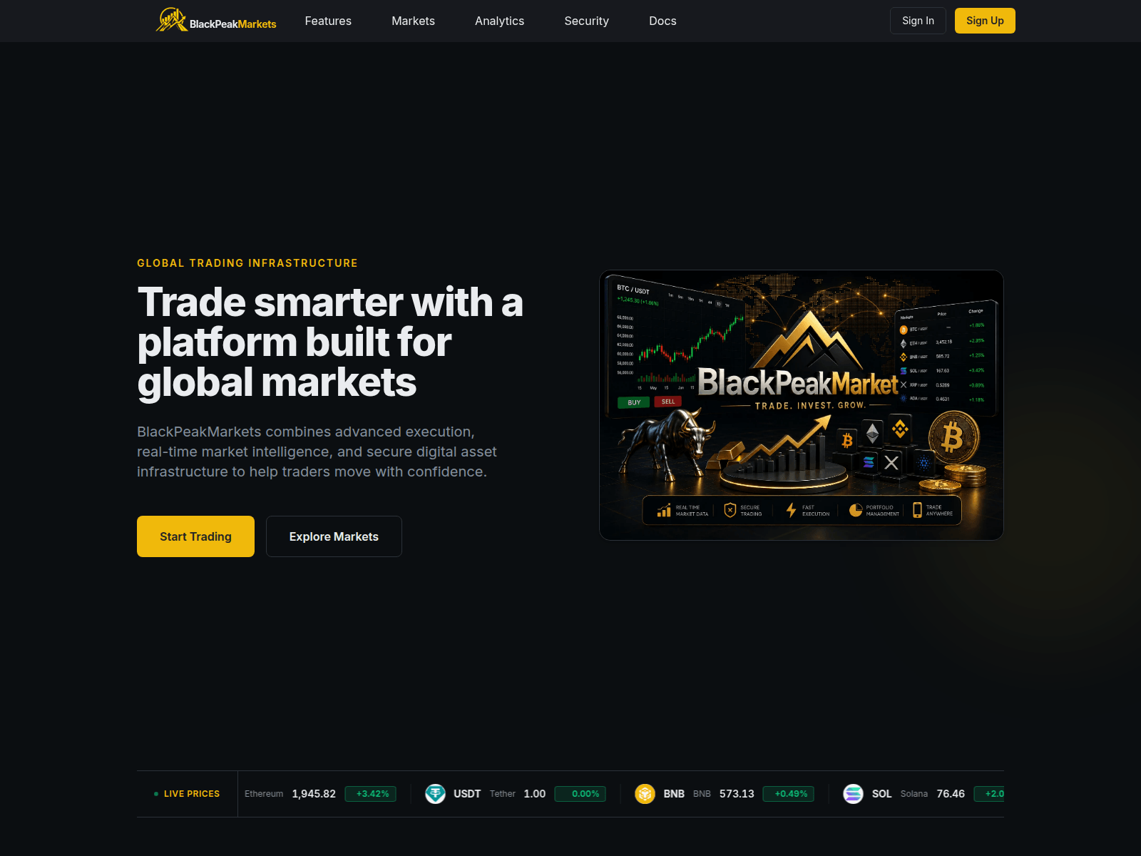 Screenshot of blackpeakmarkets.com