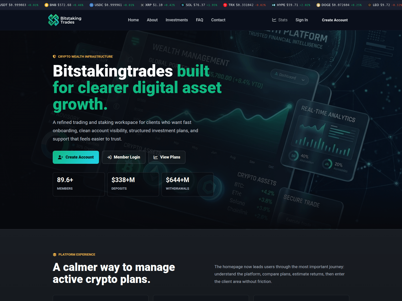 Screenshot of bitstakingtrades.com