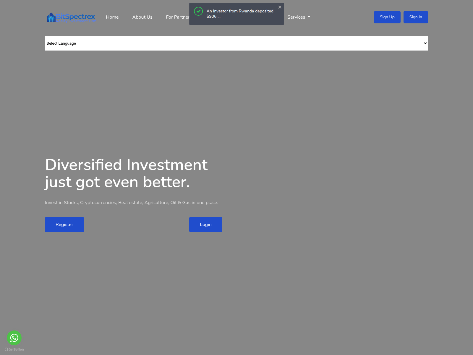 Screenshot of bitspectrex.com