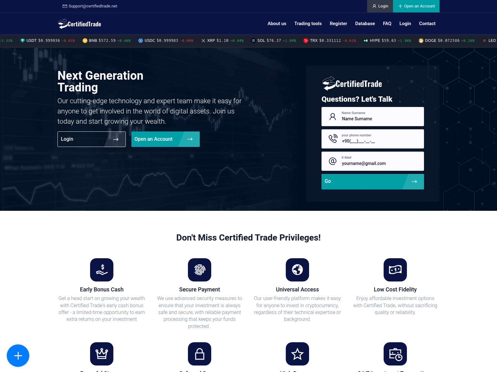 Screenshot of certifiedtrade.net