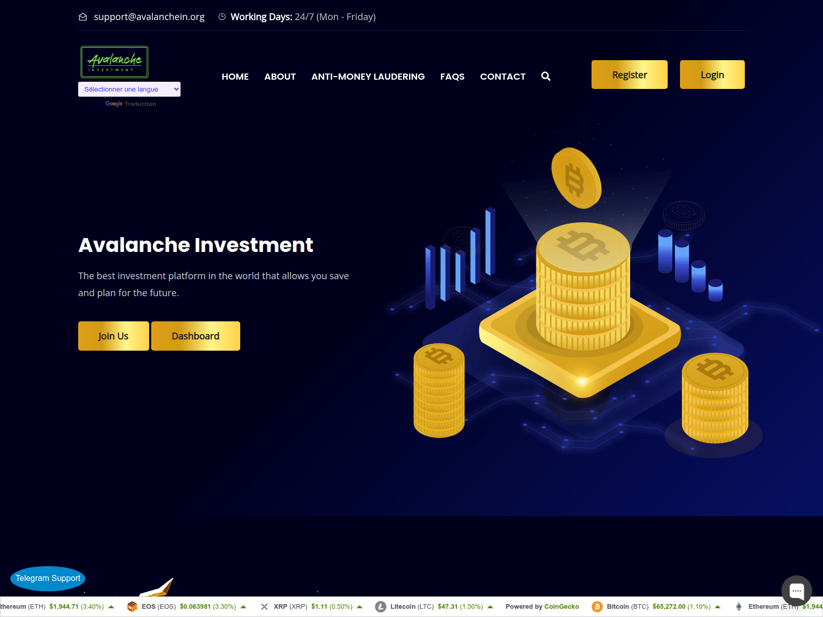Screenshot of avalanchein.org