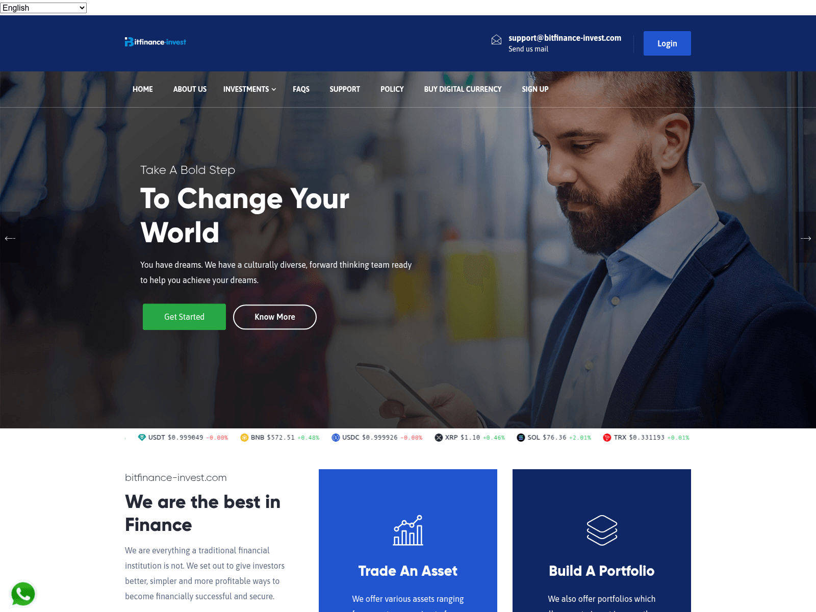 Screenshot of bitfinance-invest.com