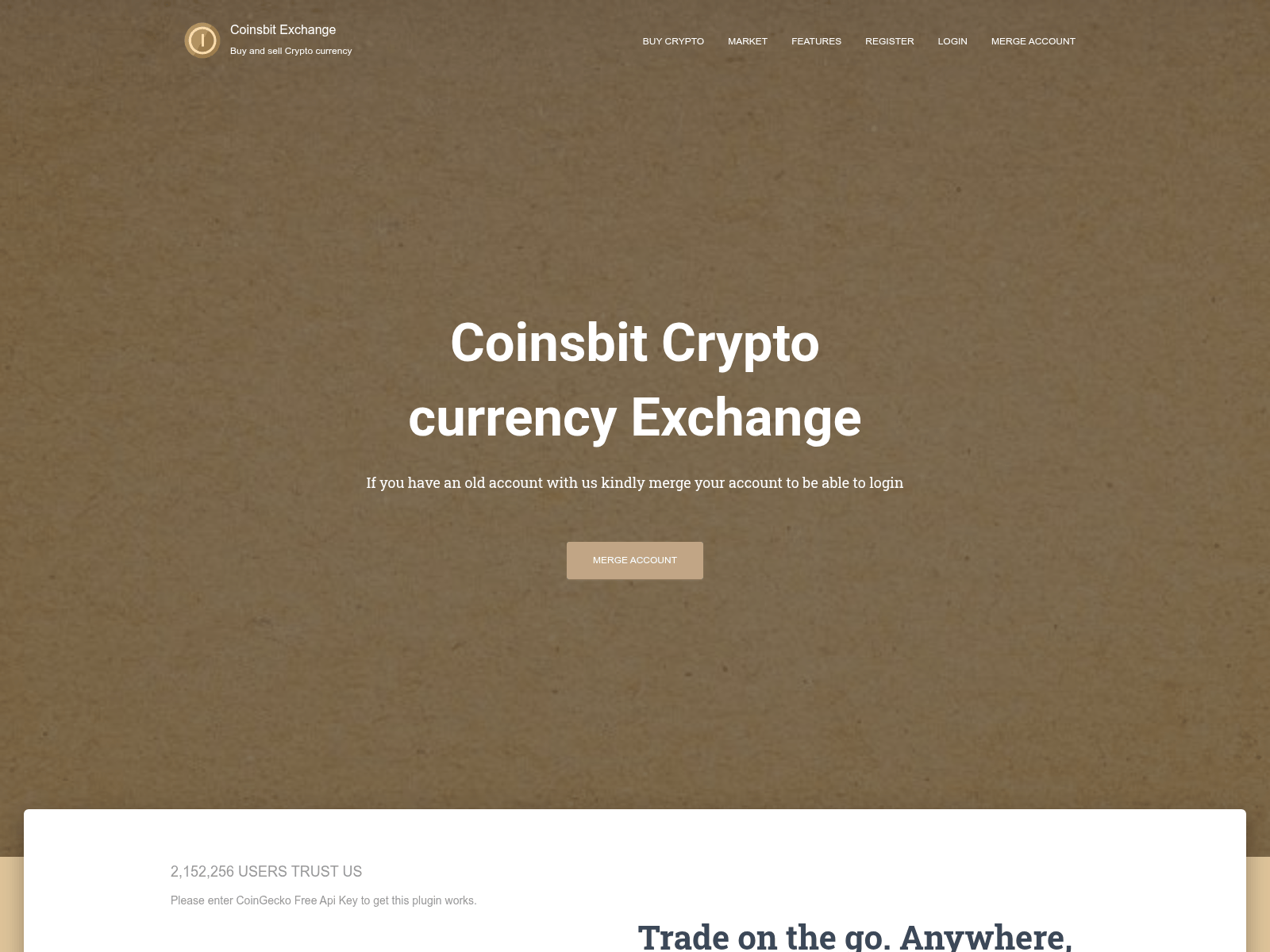 Screenshot of coinsbit.exchange