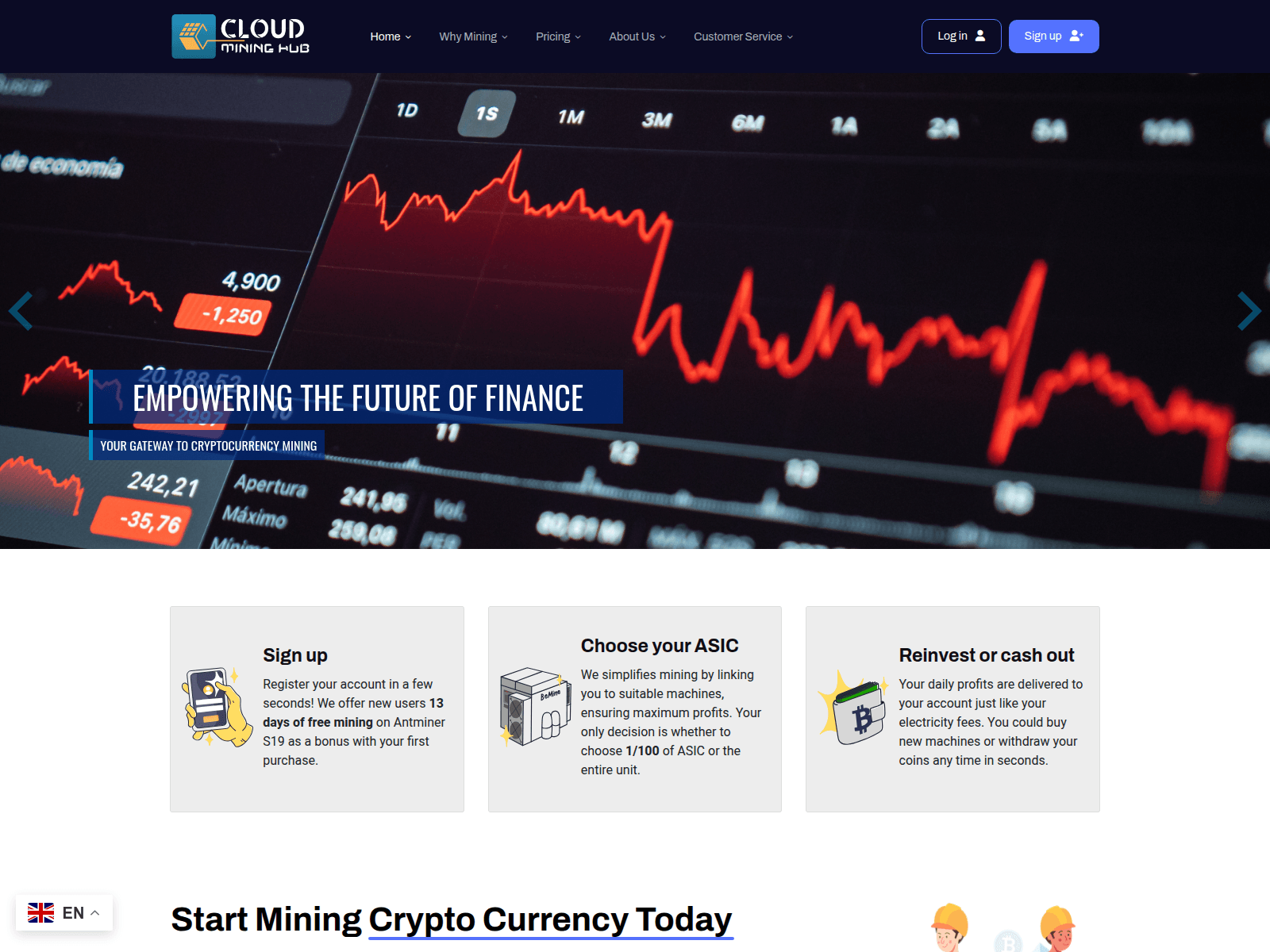 Screenshot of cloudmininghub.com