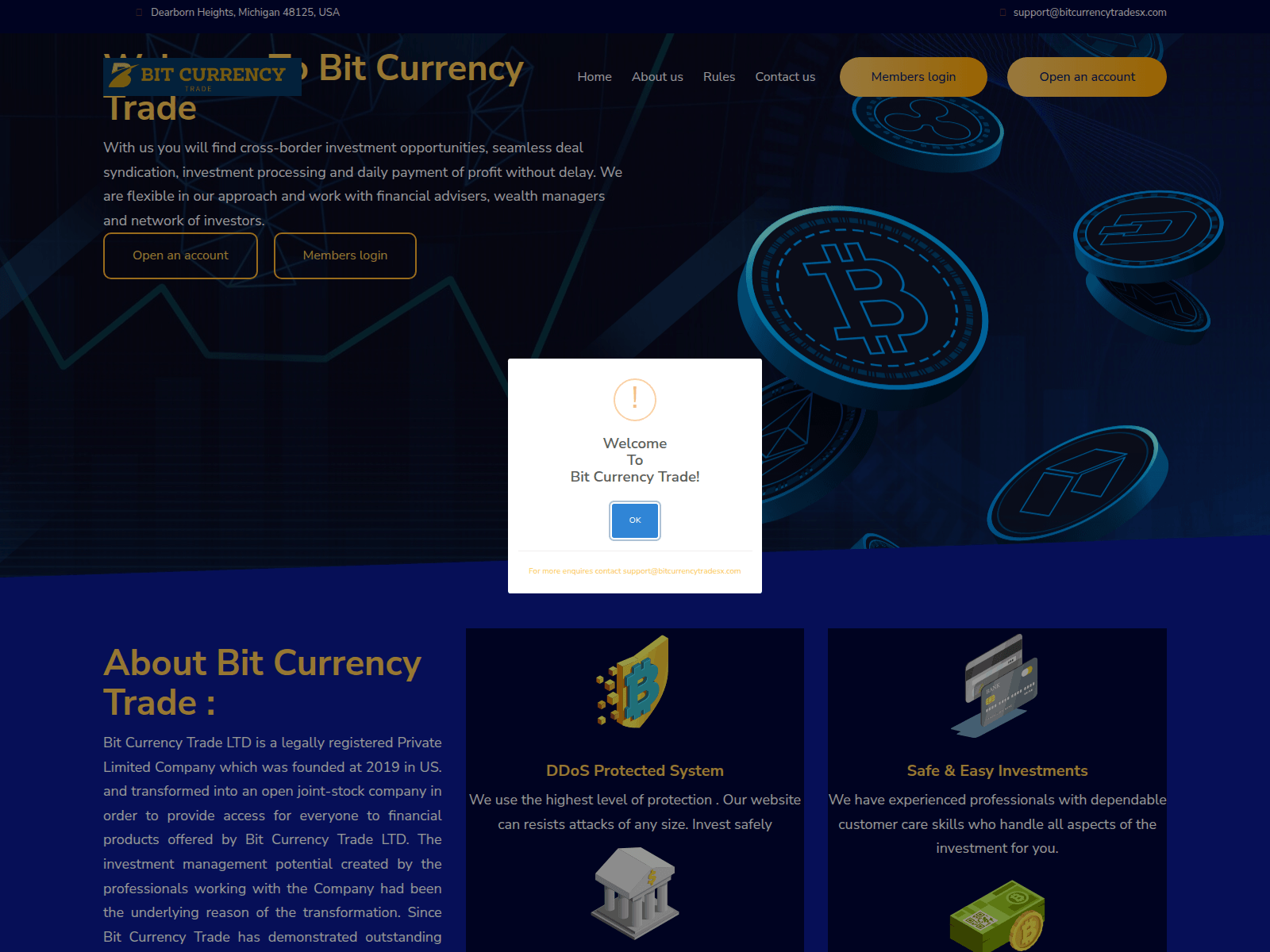 Screenshot of bitcurrencytradesx.com