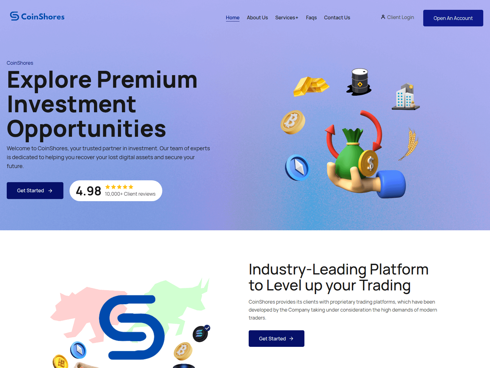 Screenshot of coinshores.net