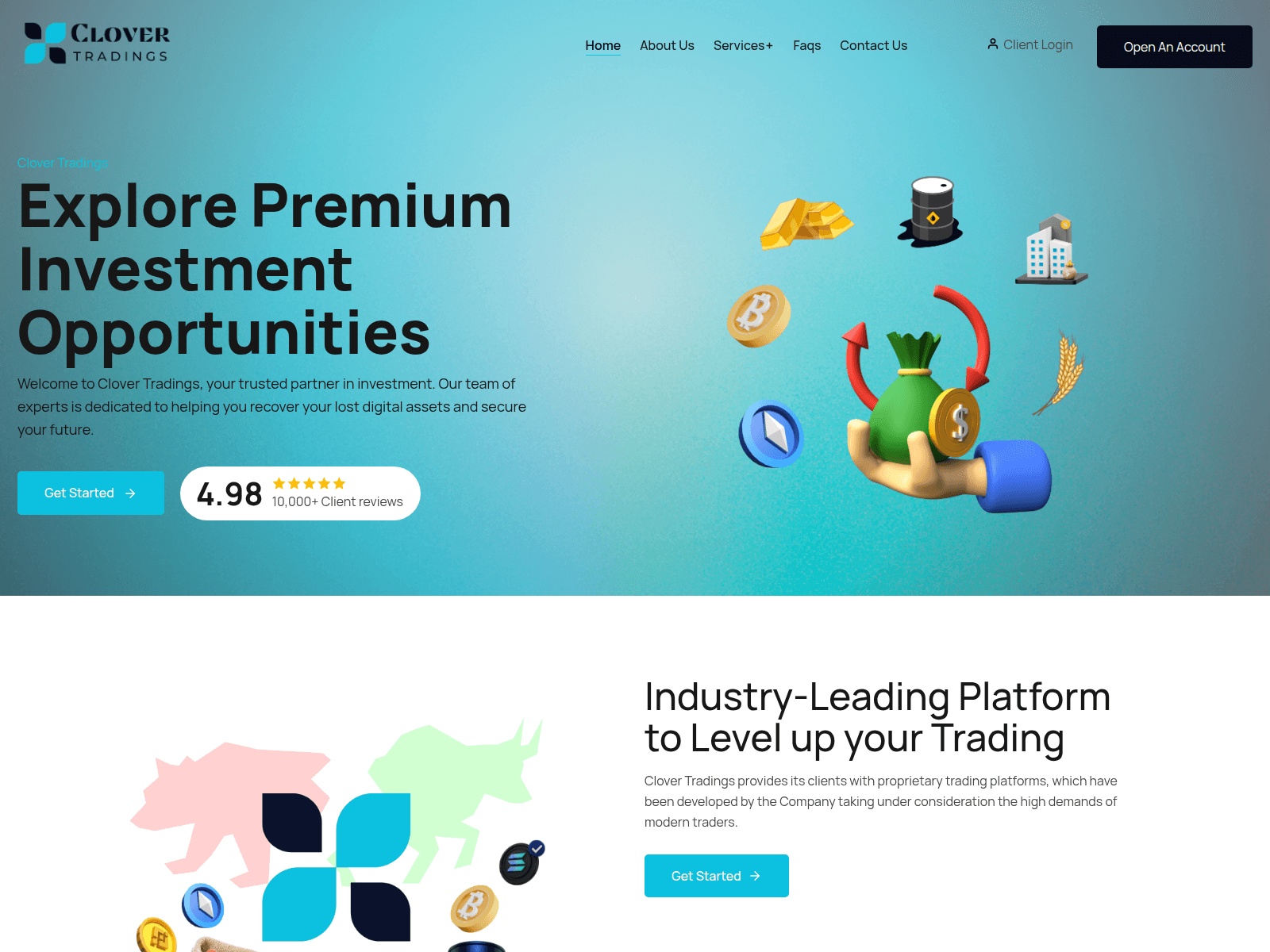 Screenshot of clovertradings.com