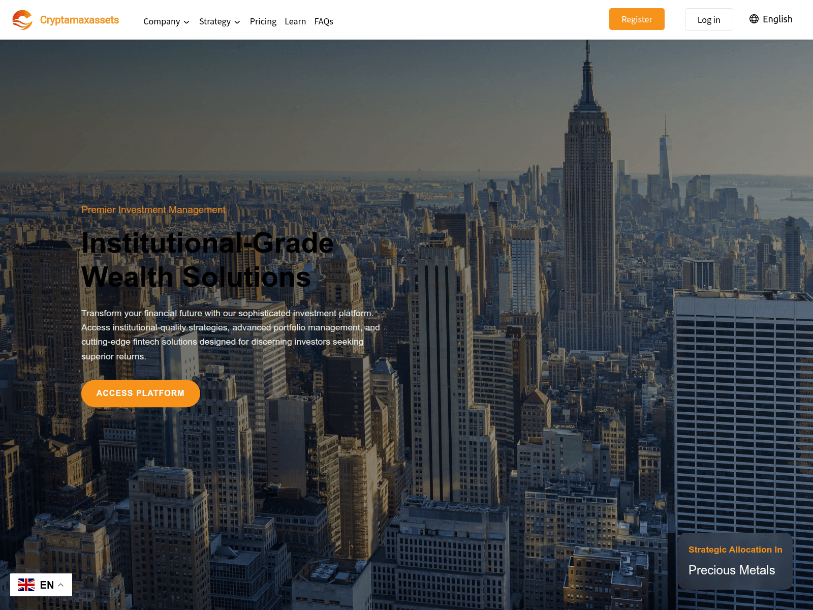 Screenshot of cryptamaxassets.com