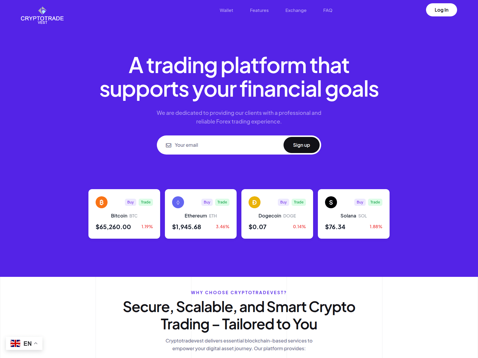 Screenshot of cryptotradevest.com