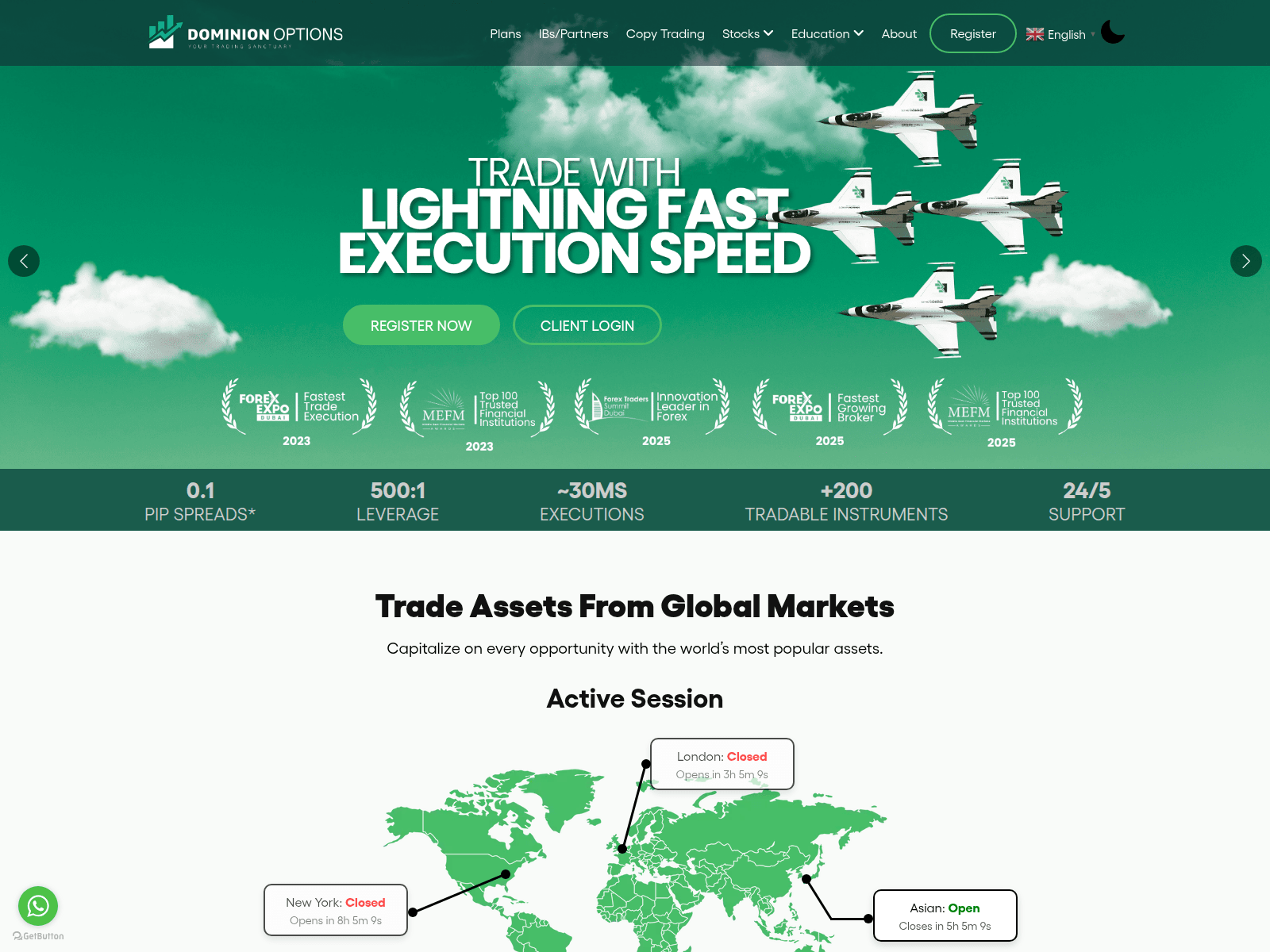 Screenshot of dominionoptions.com