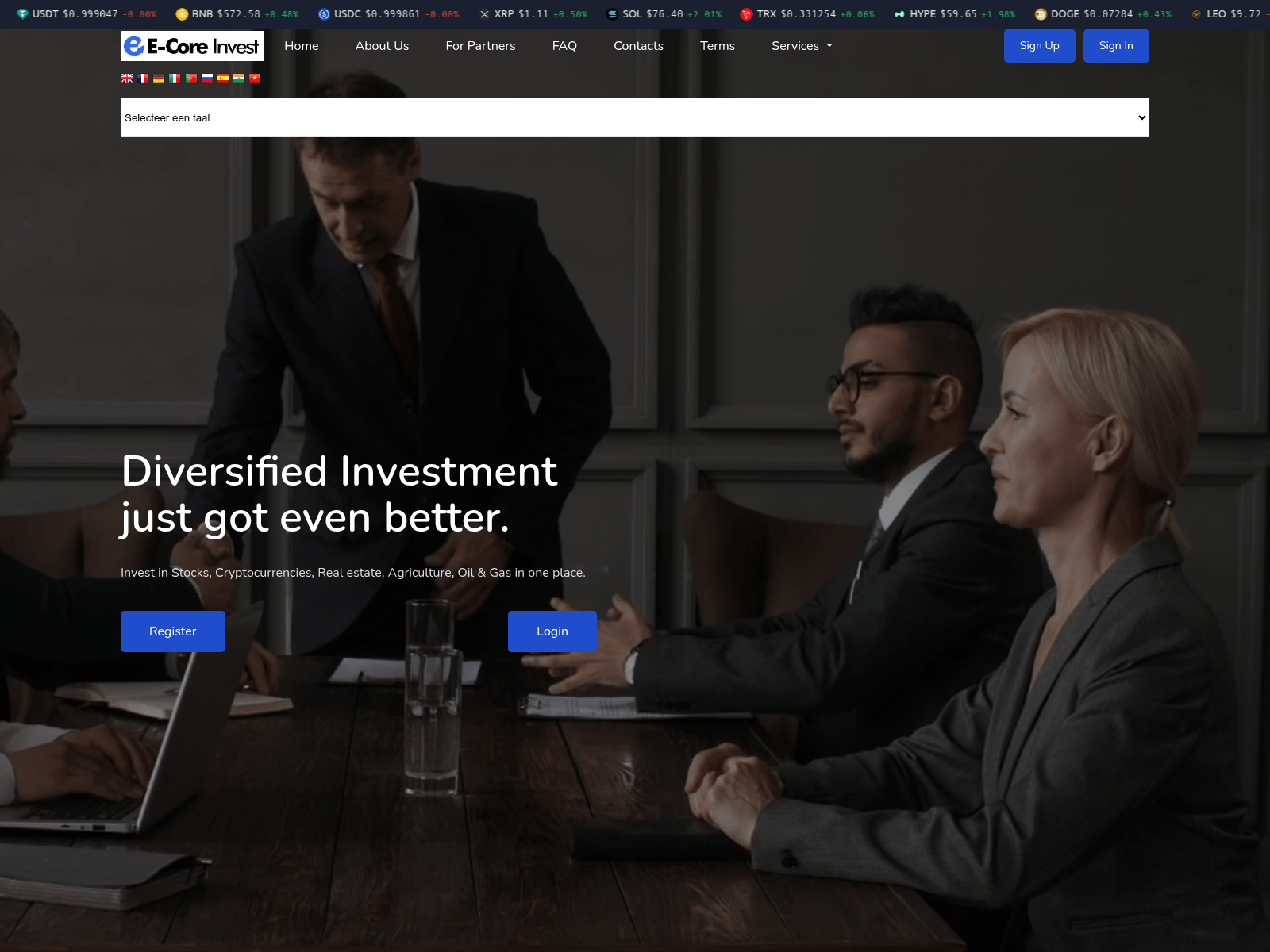 Screenshot of e-coreinvest.org