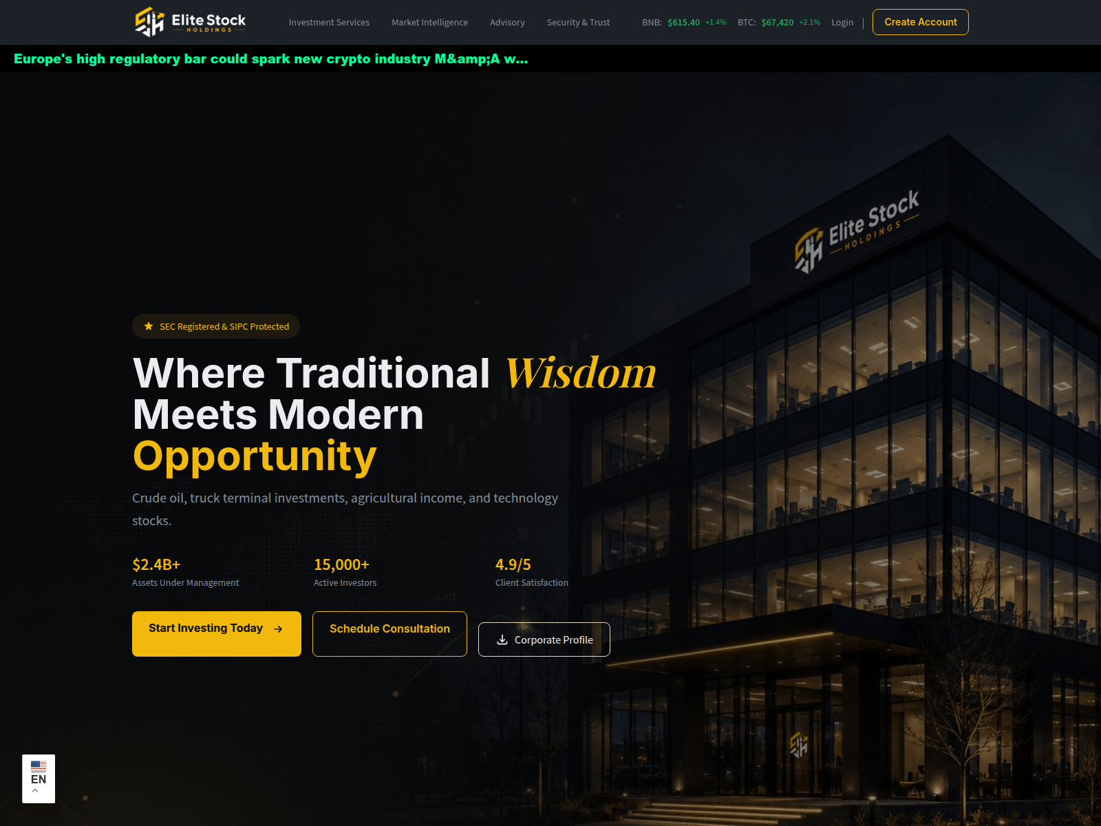 Screenshot of elitestockholdings.com