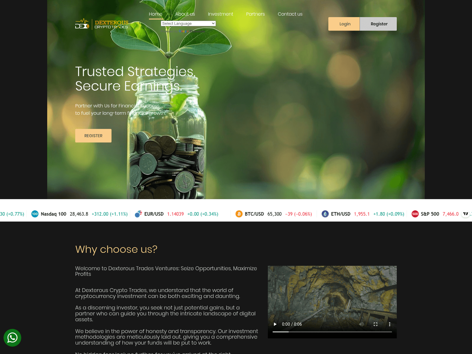 Screenshot of dexterouscryptotrades.com