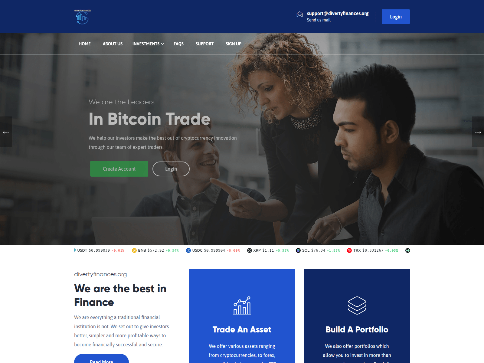 Screenshot of divertyfinances.org
