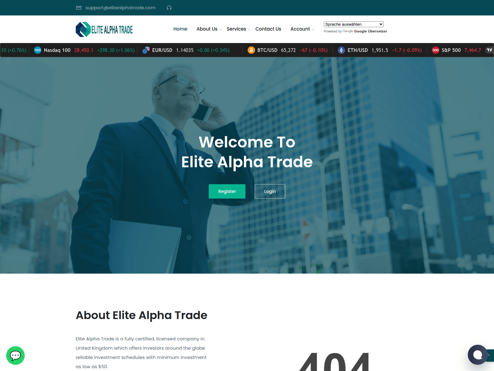 Screenshot of elitealphatrade.com