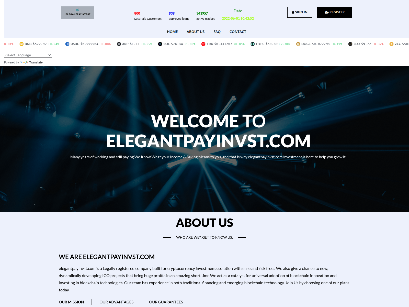 Screenshot of elegantpayinvst.com