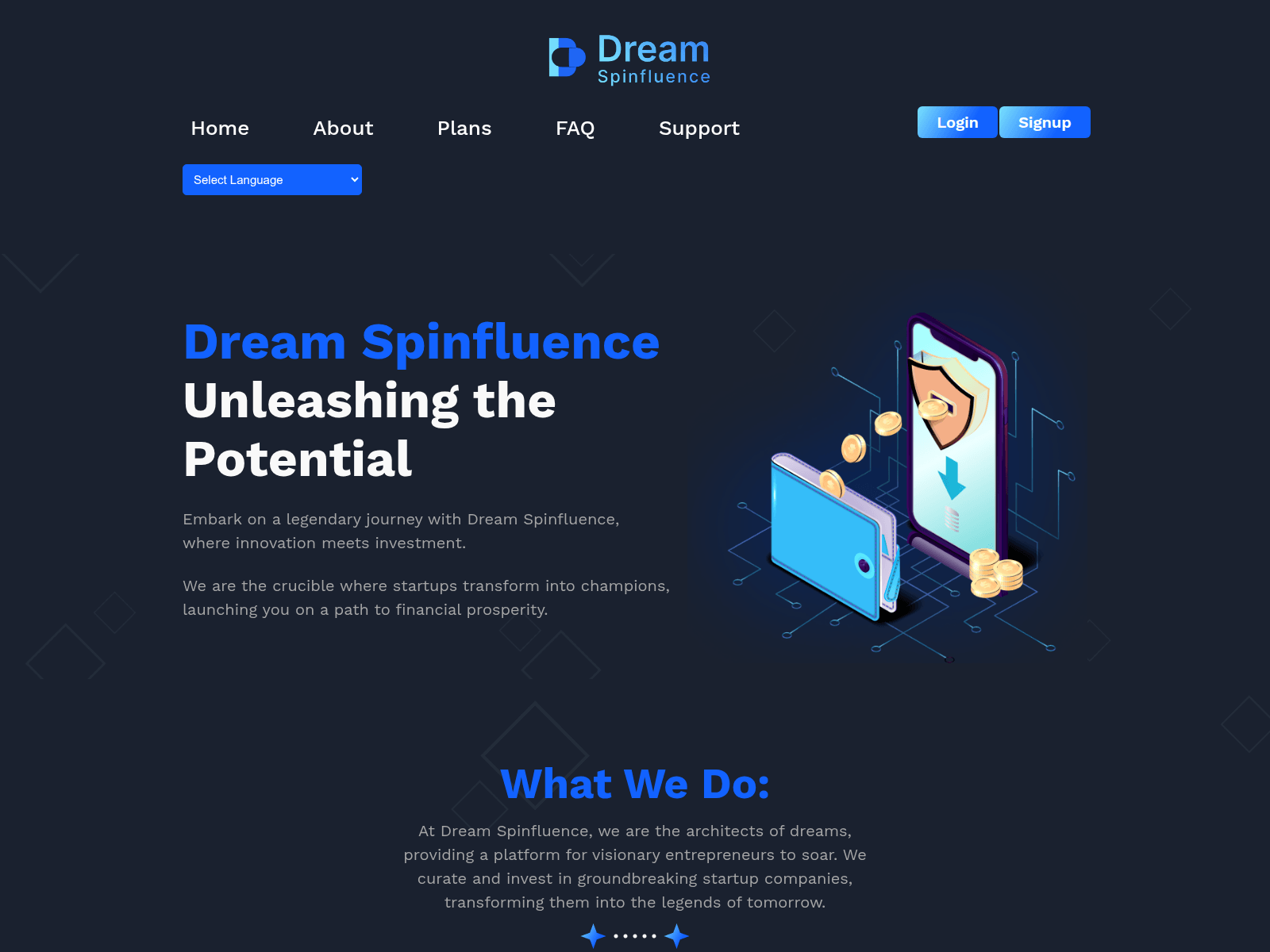 Screenshot of dreamspinfluence.com