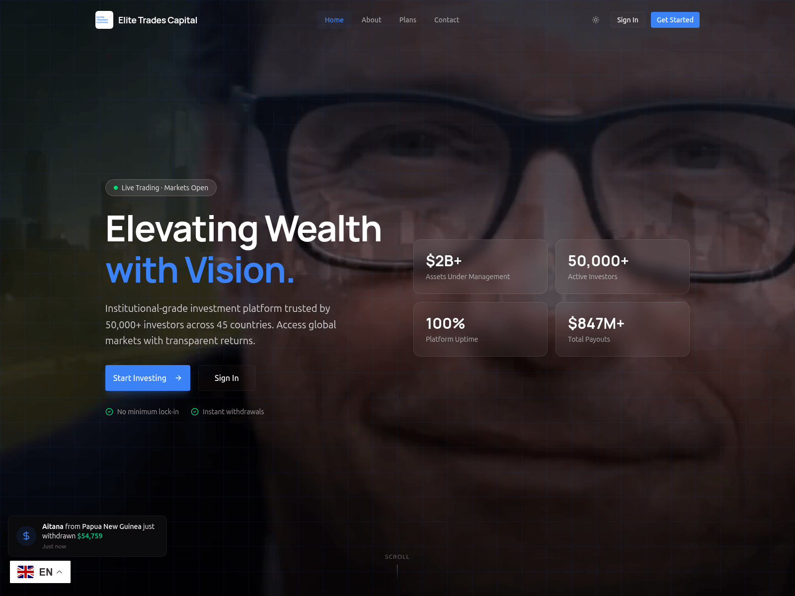 Screenshot of elitetradescapital.com