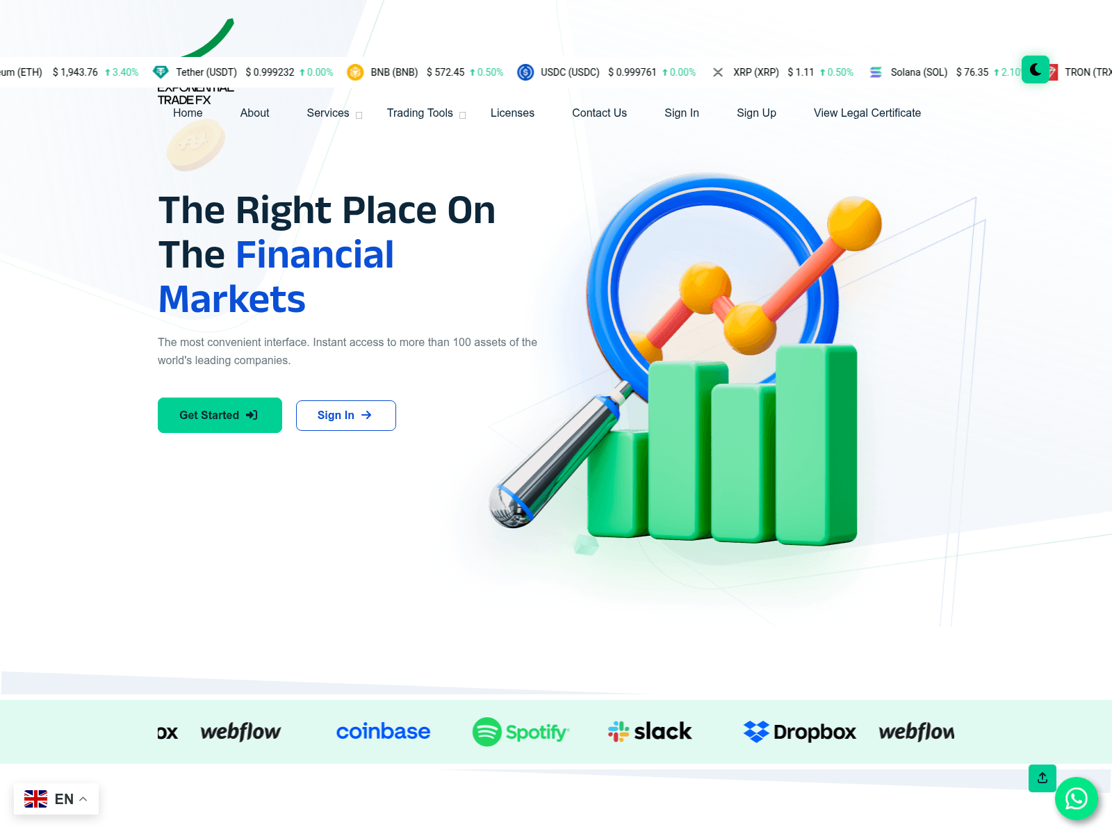 Screenshot of exponential-trade.com